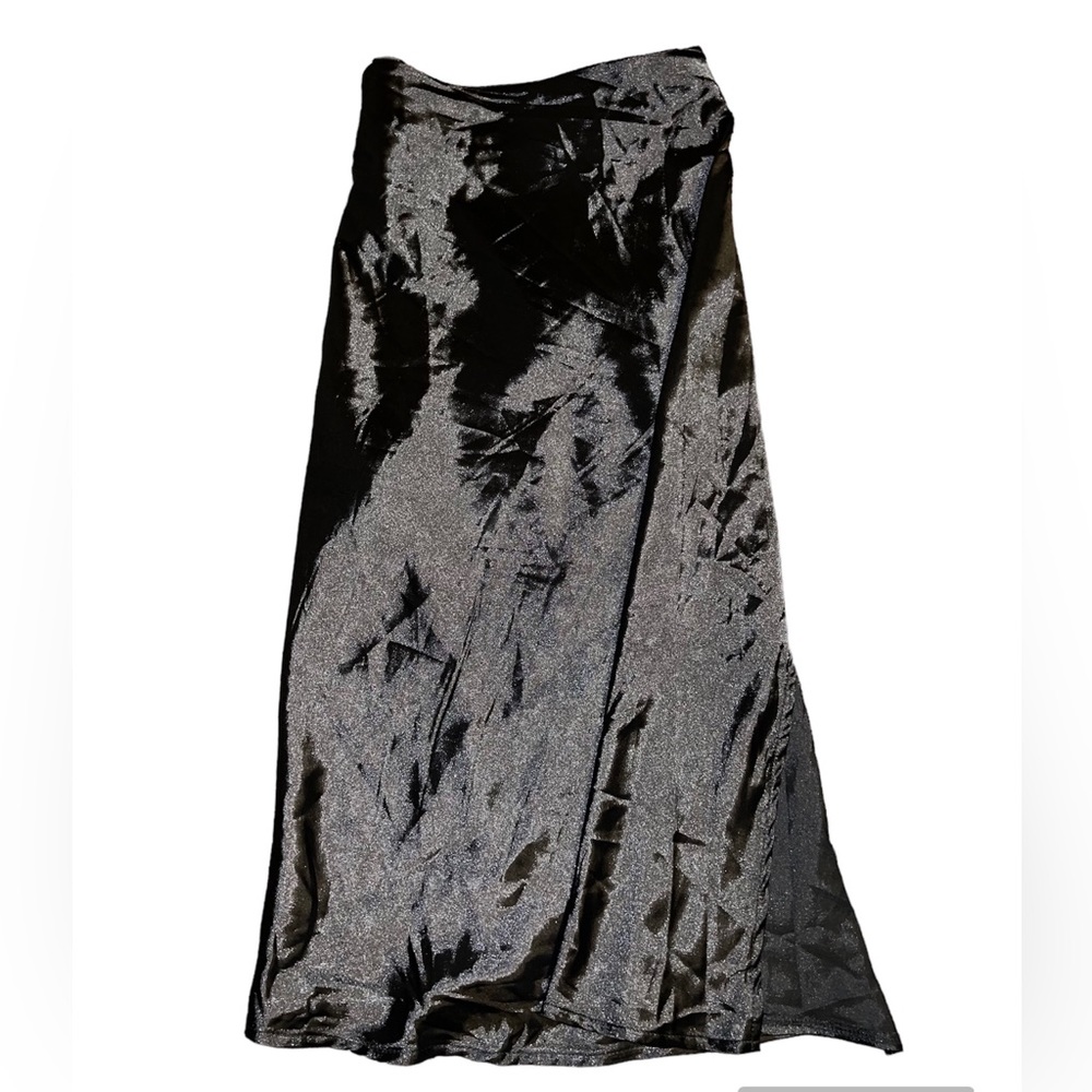 Black Satin Midi Skirt
